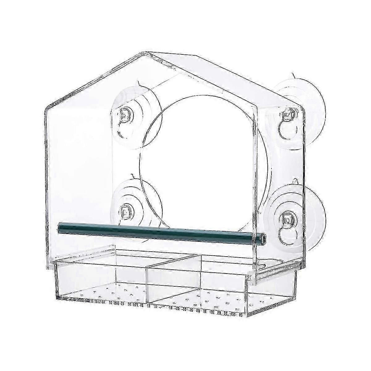 Clear Window Bird Feeder with Strong Suction Cups 2-Compartment Design for Outdoor Use