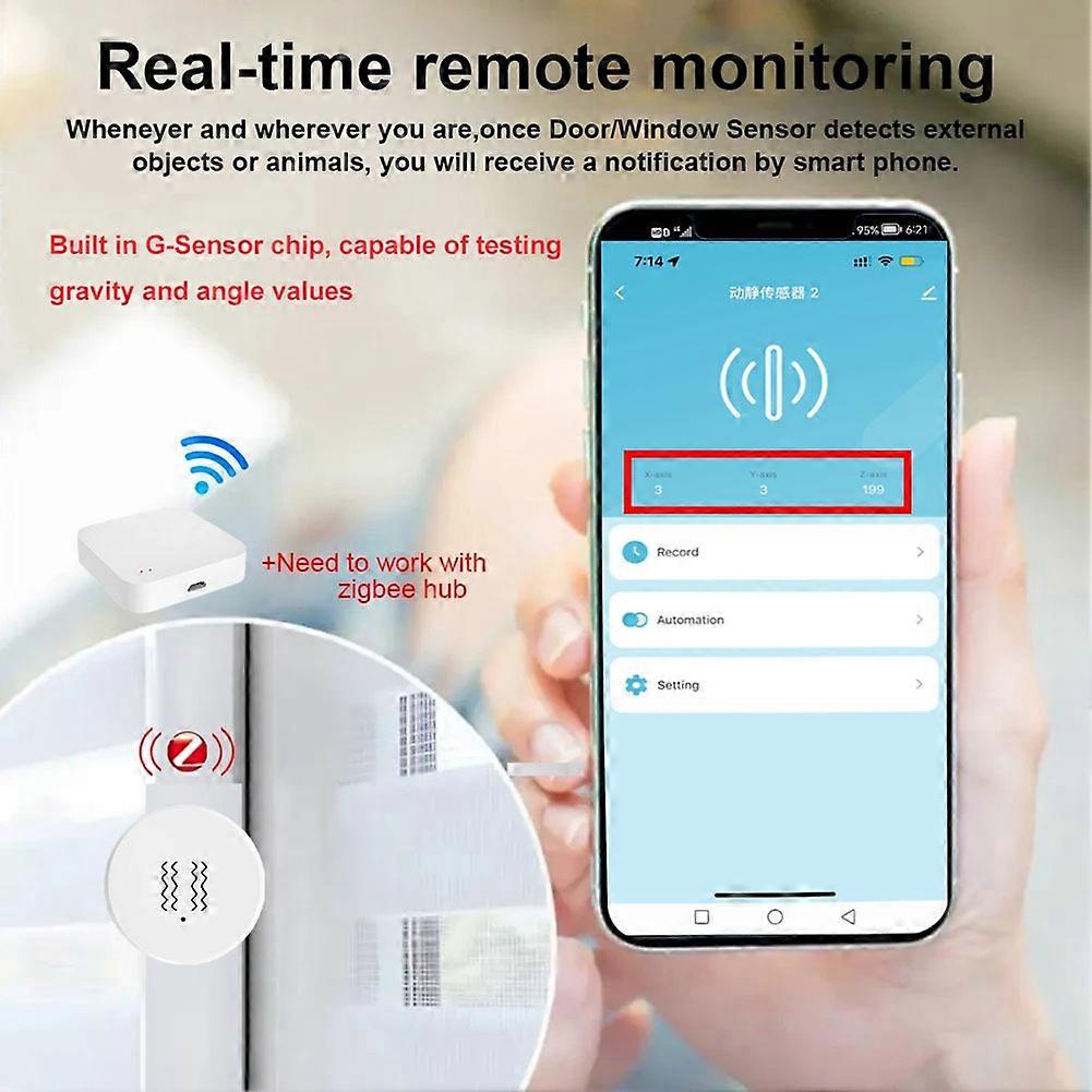 Neu Tuya ZigBee Smart Vibration Sensor Tür Fenster Erkennung Alarm