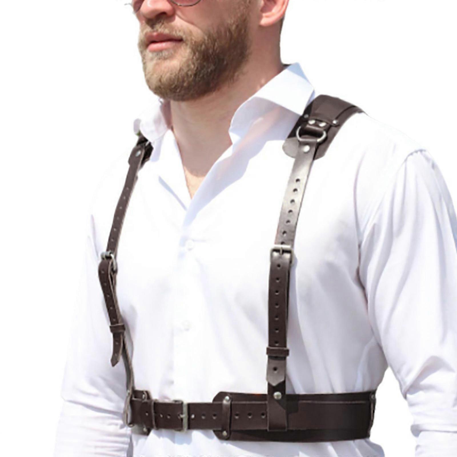 Harajuku Punk Body Chain Ρυθμιζόμενη Ζώνη για Nightclub Harness Chest Chain Punk Body Harness Gothic Male Chest Harness καφέ