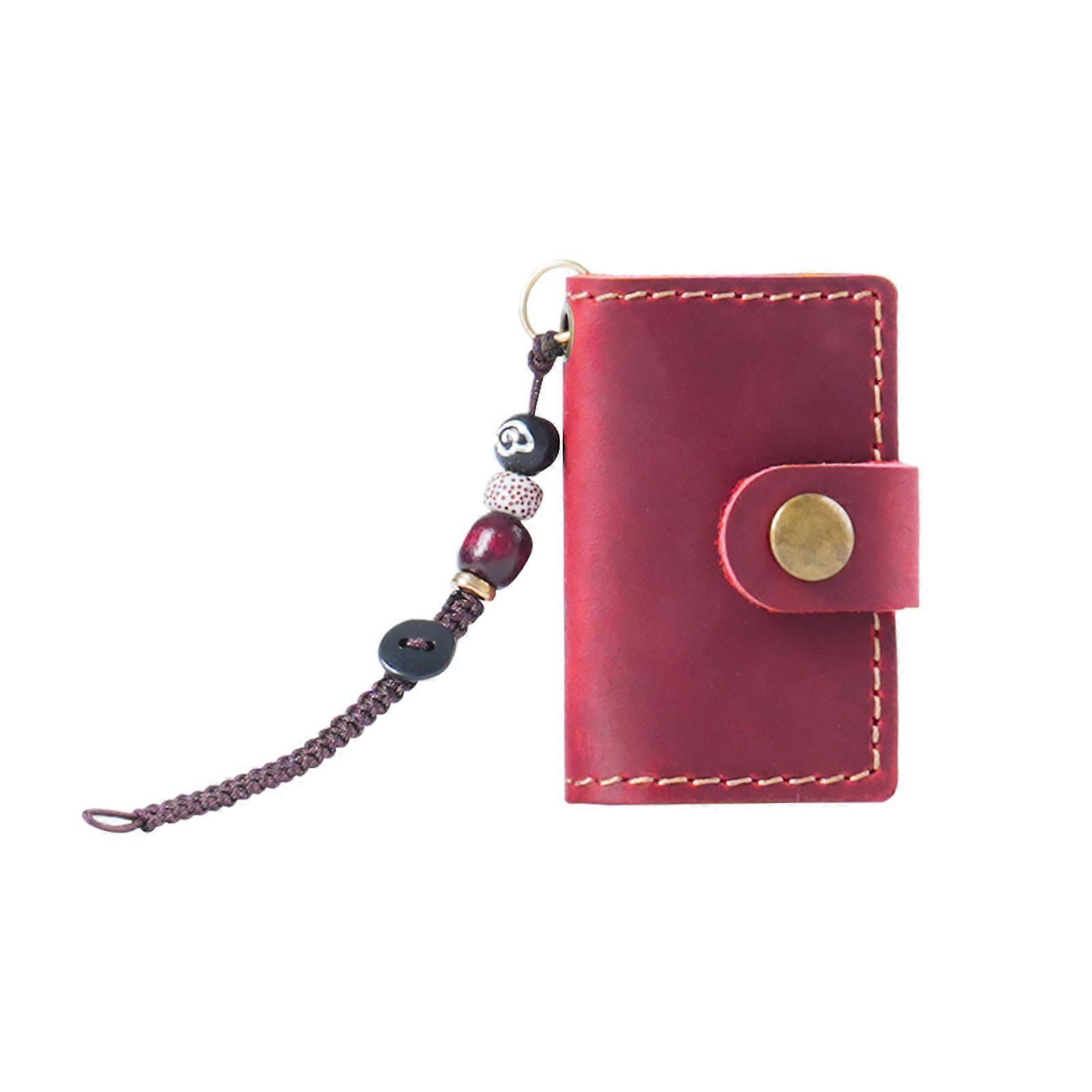 Small Leather Journal Pocket Notebook Writing Pad 2.4x1.57Inch 64 Pages Unlined For Writing Sketching And Note Taking wine red