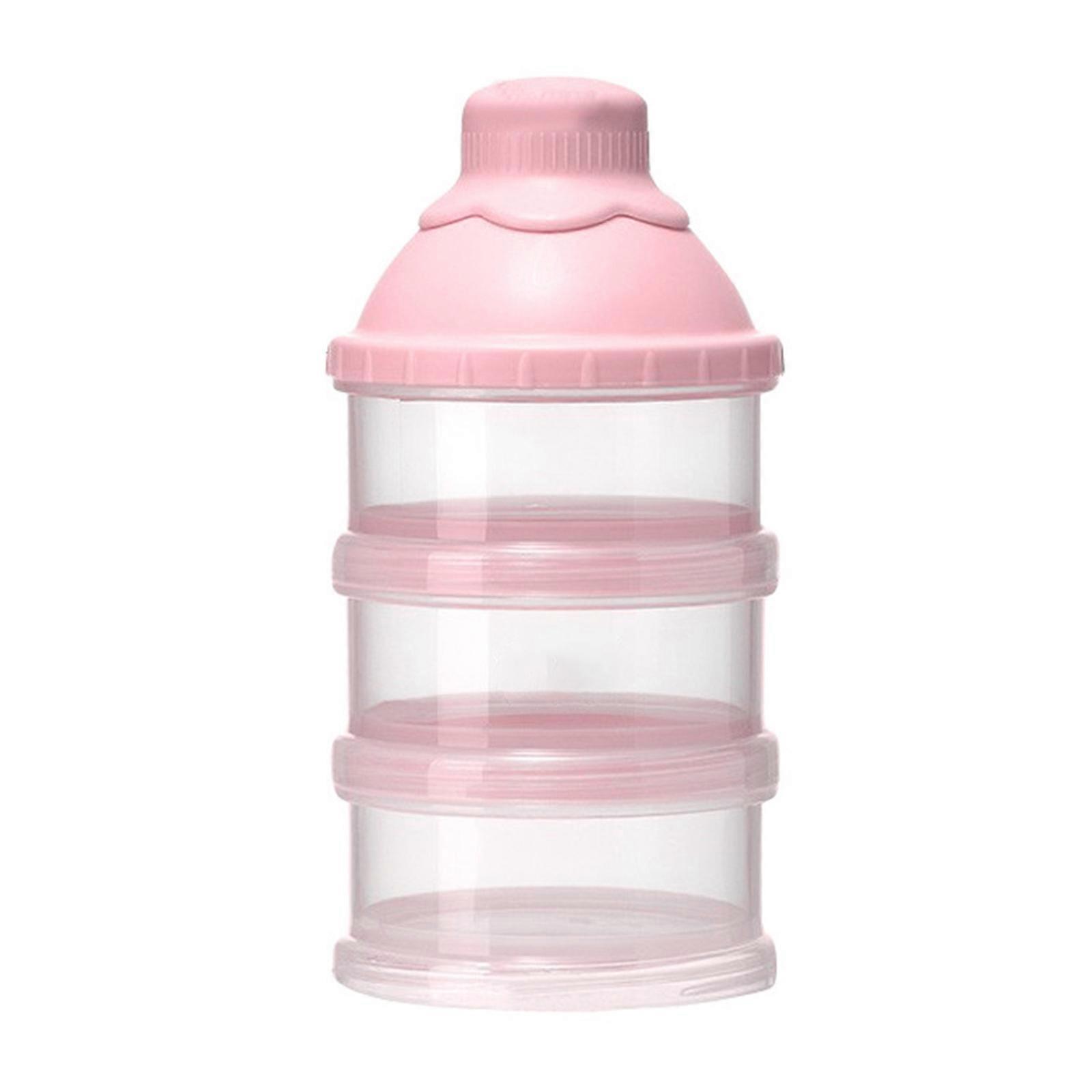 Stackable Formula Container 3 Compartment Formula Dispenser Toddler Baby Snacks Storage Box Portable Milk Powder Box pink1