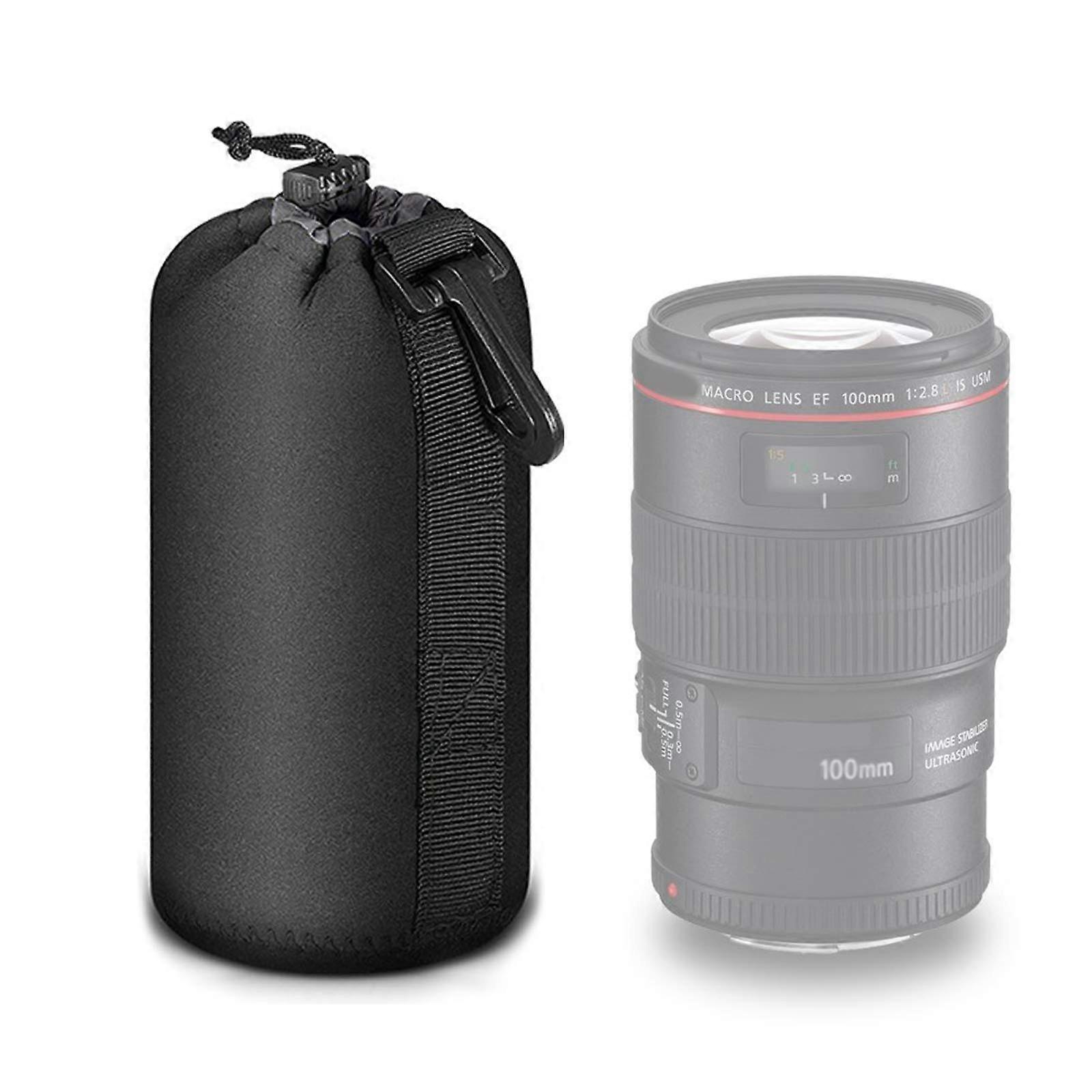 DSLR DSLR CAMERA LENS CASE BAG with protective laces is compatible with Olympus Panasonic, large size (black)