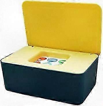 Portable Wet Wipes Container with Lid, Moist Tissues Dispenser Organizer for Home or Office Use (Yellow and Blue)