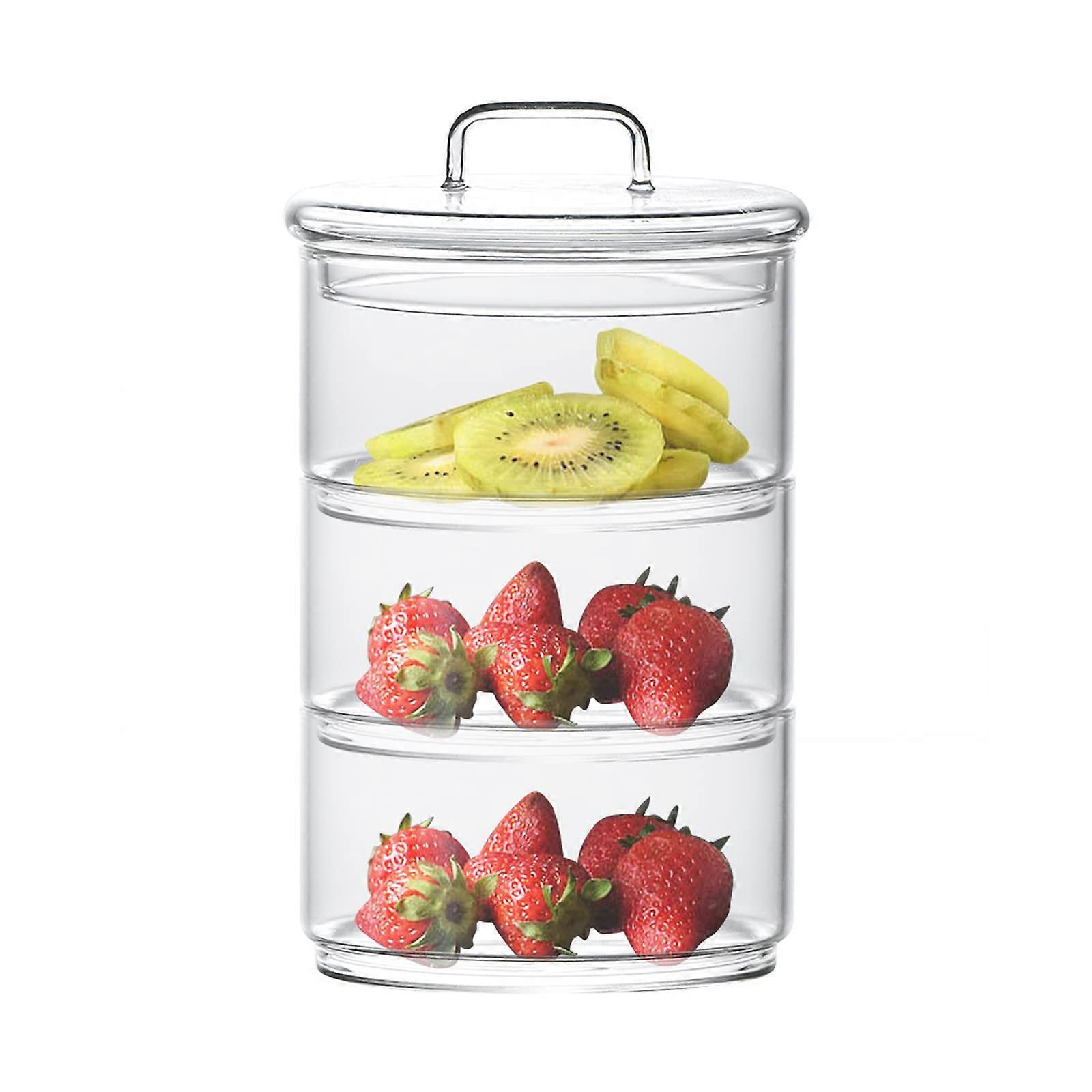 Glass Storage Jars with Lids, 3-Tier Stackable Food Canisters for Kitchen, Clear Glass Containers for Sweets and Canning
