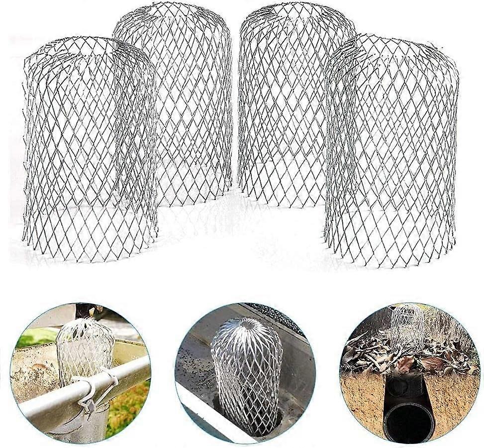 4 Pcs Aluminum Gutter Strainers, 3" Diameter To Help Keep Drain Clear, Stops Clogging Of Leaves And Debris