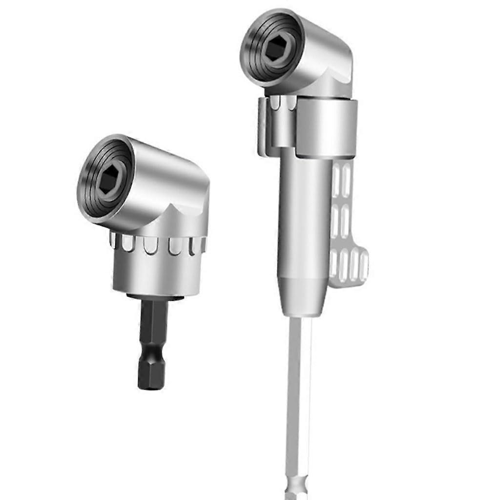 Right Angle Screwdriver 105 Degree Corner Cutter with Socket Adapter Rod, Universal Drill Socket Head, Long Silver Version