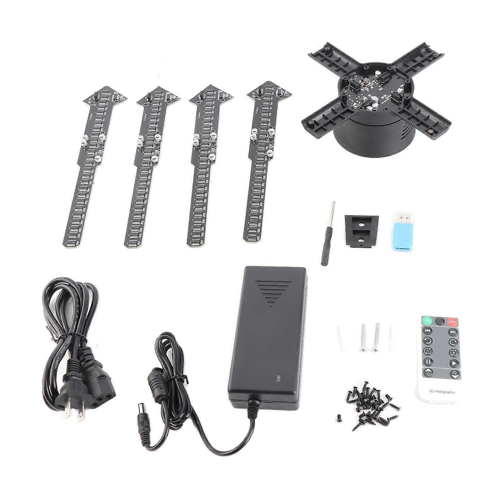 3D Hologram 45cm 4 Blades 3D Holographic Projector Video Advertising Display Fan with 512LED 8GB Memory Card for Party Bar