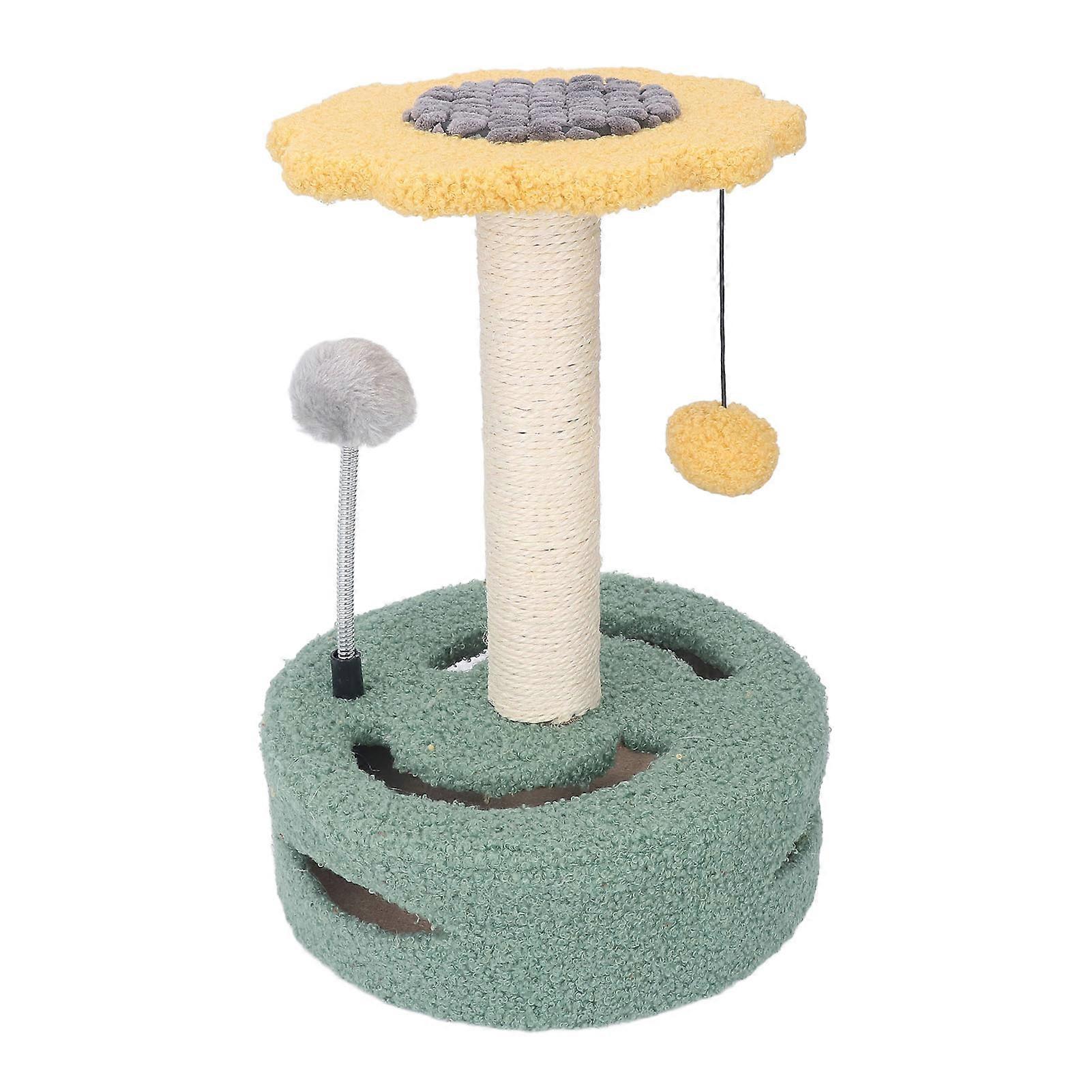 Scratching Sisal Stable Interactive Catching Post Cat Tree Tower with Bell for Climbing Jumping Sleeping Relaxing