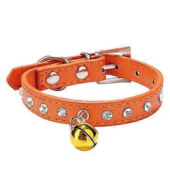 Hondenhalsband, hond huisdier puppy kat gouden kristallen ketting met kleine belletjes, stijlvol en mooi uiterlijk, geschikt voor kleine honden (27-33cm)