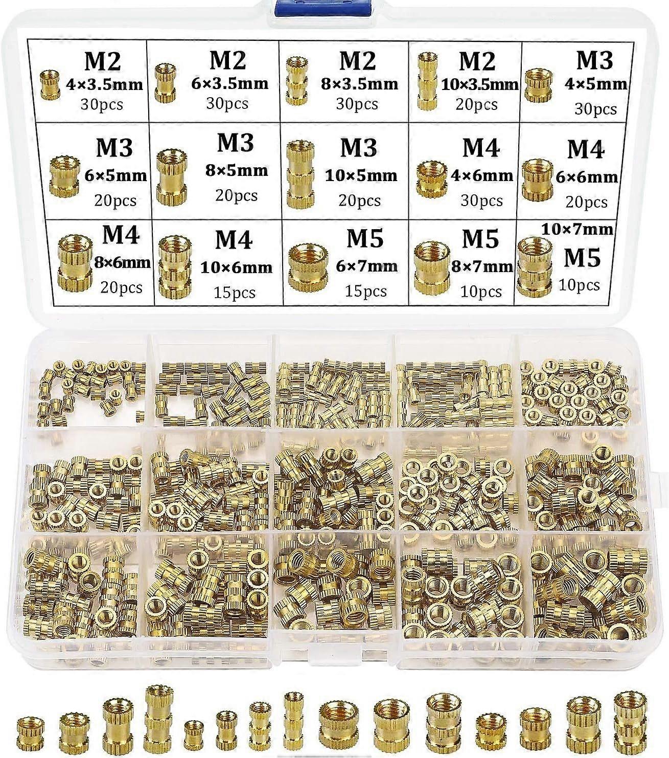 Threaded Insert Female Thread M2 M3 M4 M5 Brass Threaded Sockets For 3D Printing 330Pcs