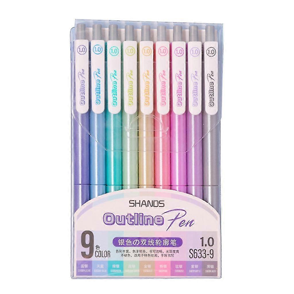 Double Outline Pen Draw Marker Silver Gold Glossy Colors Double-outline Pen