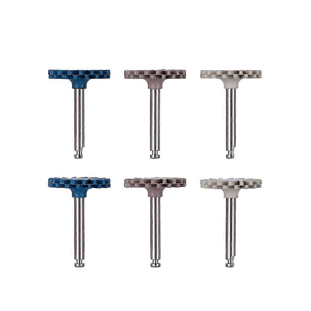 6pcs/set Dental Rubber Polisher Composite Resin Polishing Diamond System Ra Disc Kit 14mm Wheel Spi
