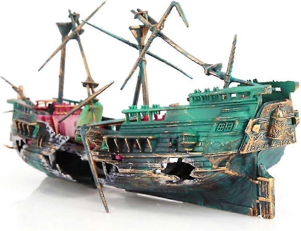 Akvaryum Enkazı Süslemeleri - Hava Fıskiyesi Batık Tekne Süsü, Akvaryum Hava Hareketi Havalandırma Dekoru