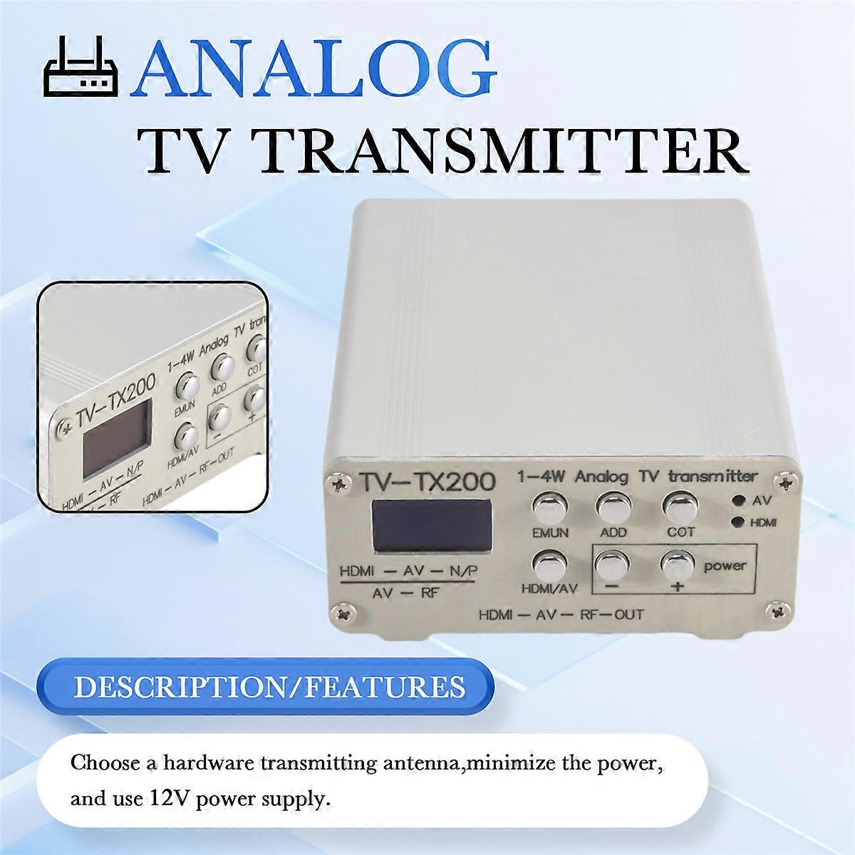 TV-TX200 VHF/UHF Analog TV Transmitter Support HD/AV Input Analog Signal Transmitter with Telescopic
