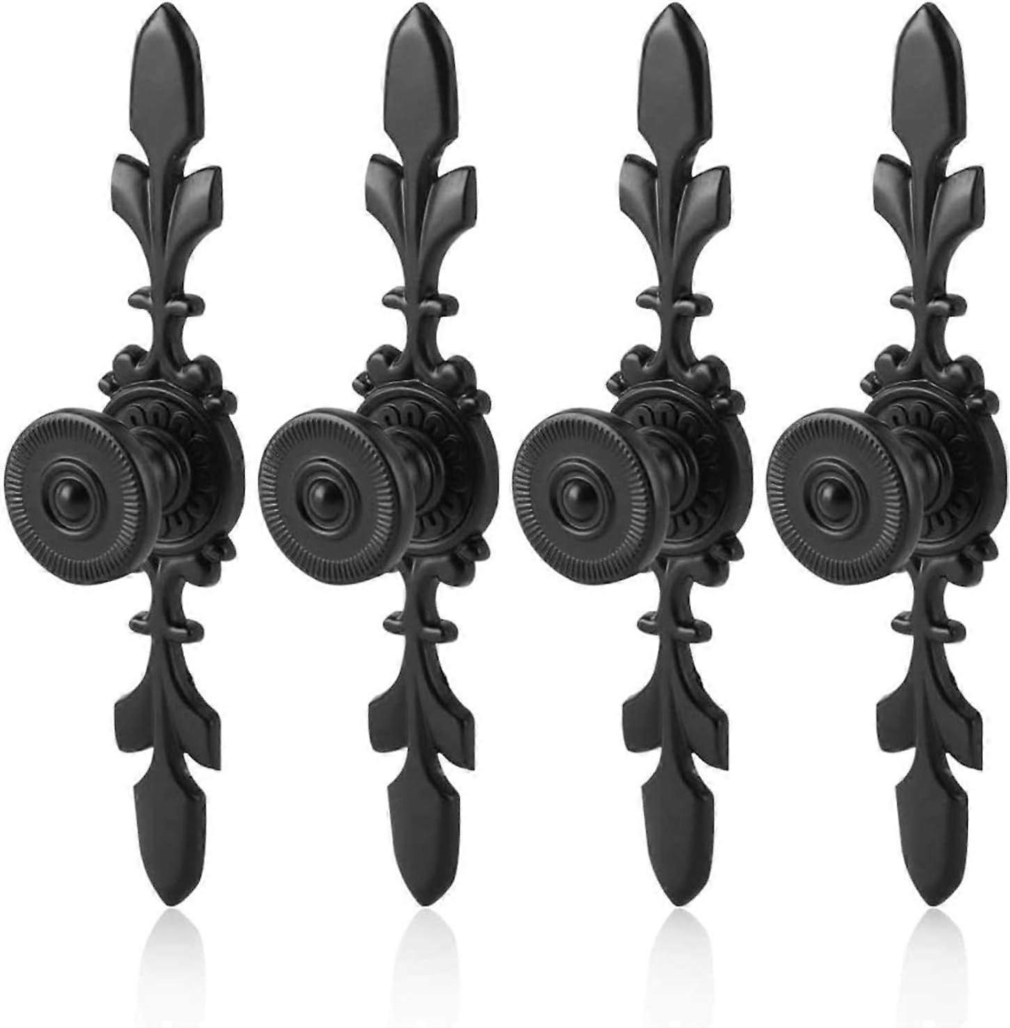 (Black) 4 Pieces Vintage Style Door Knobs Handle, Retro Black Aluminum Cabinet Handle, for Simple Modern Wardrobe Doors, Drawers, Single Hole Handle f