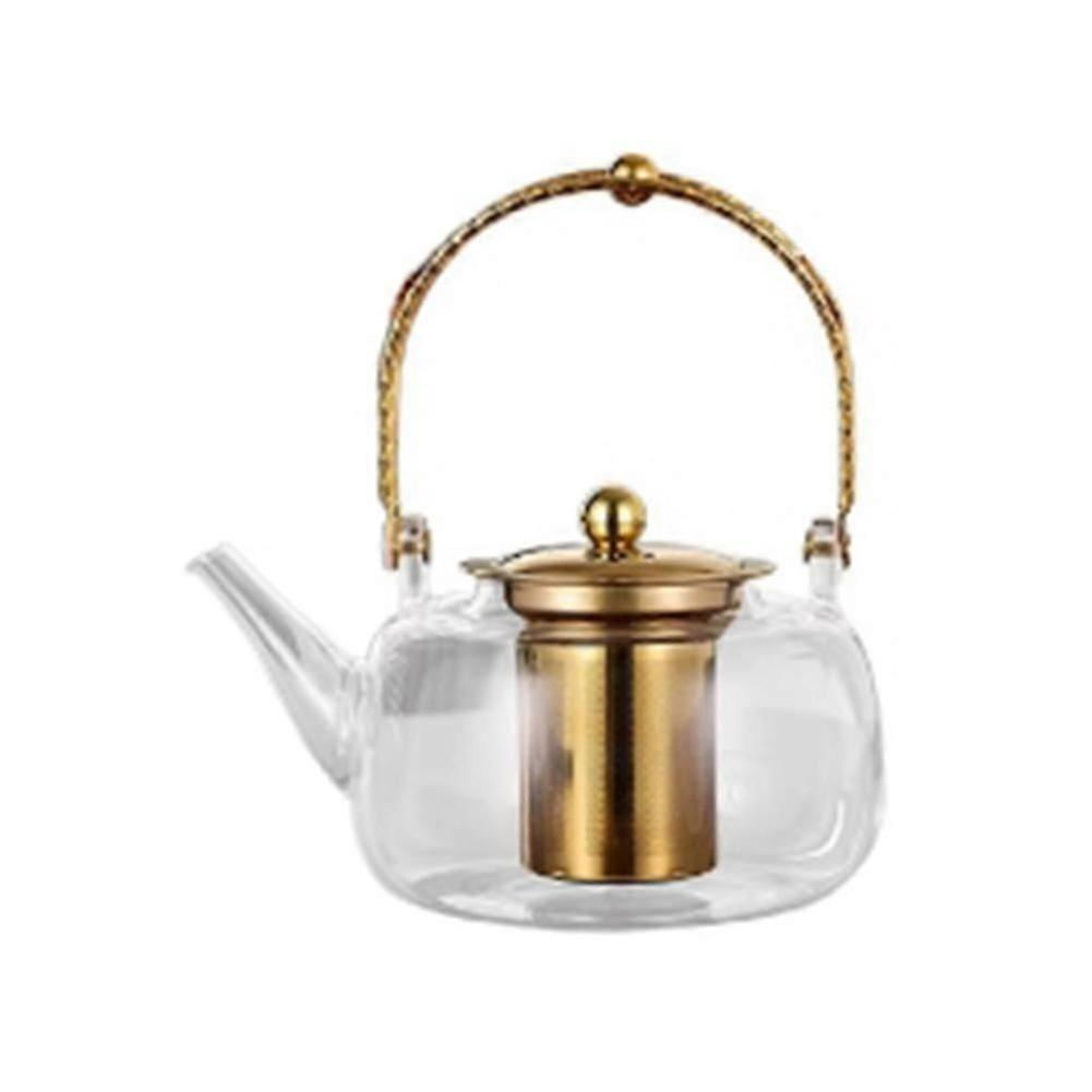 Thickened Glass Teapot Transparent Teapot Filter Teapot Home Heat- Flower Teapot Silver