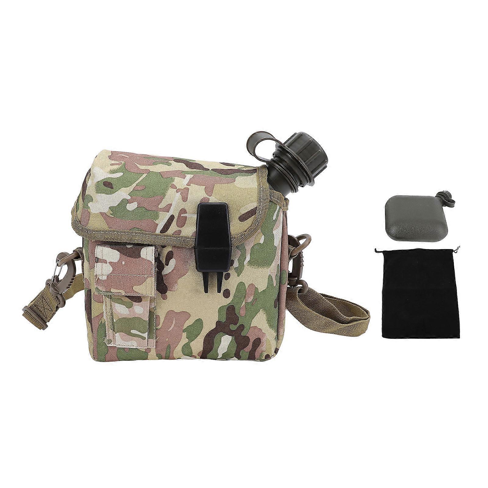 1.5L Outdoor Water Bottle Large Capacity Portable Flat Water Bottle with Waist Bag for Camping Outdoor Sports Hiking