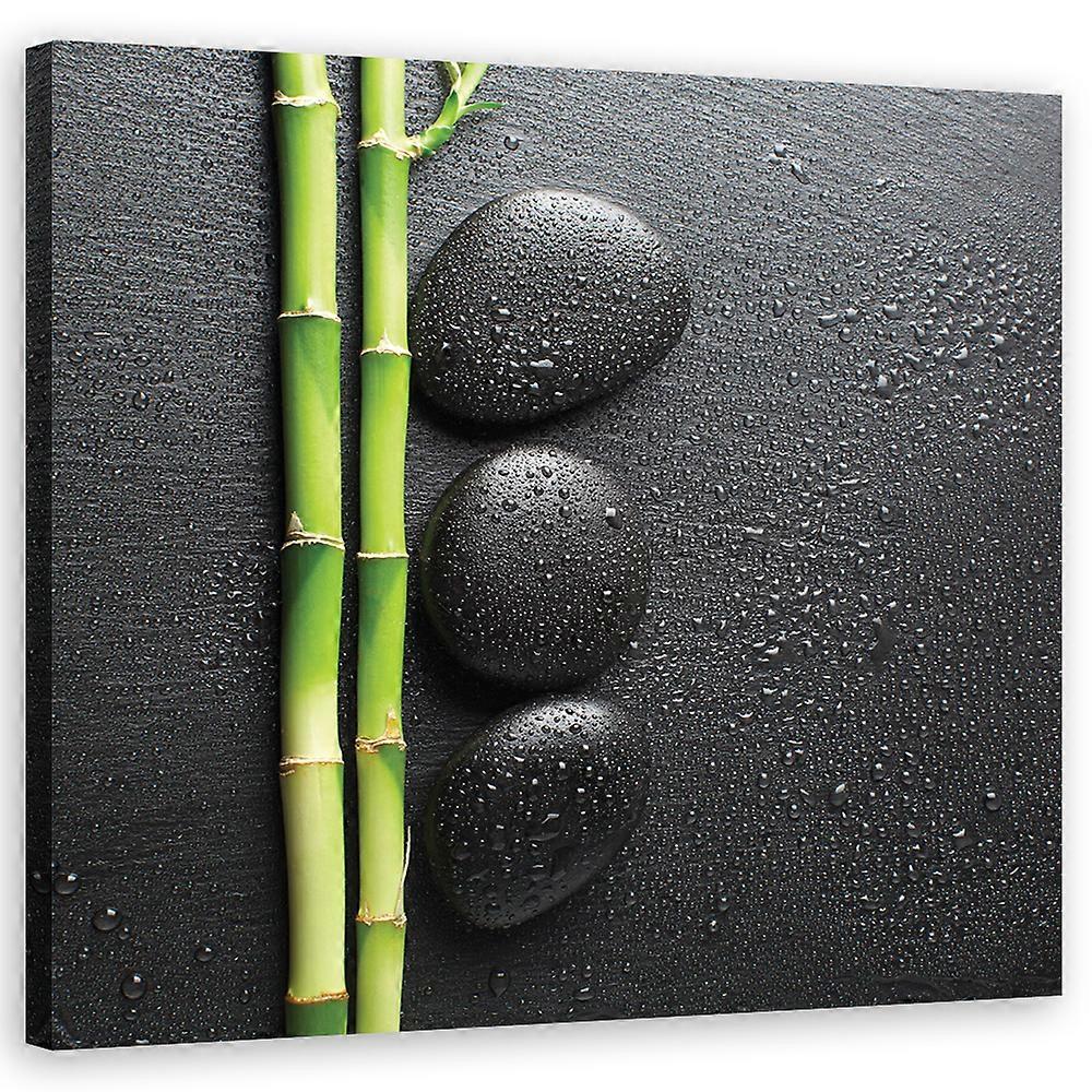 Quadro su tela, Bambù e pietre zen - 40x40