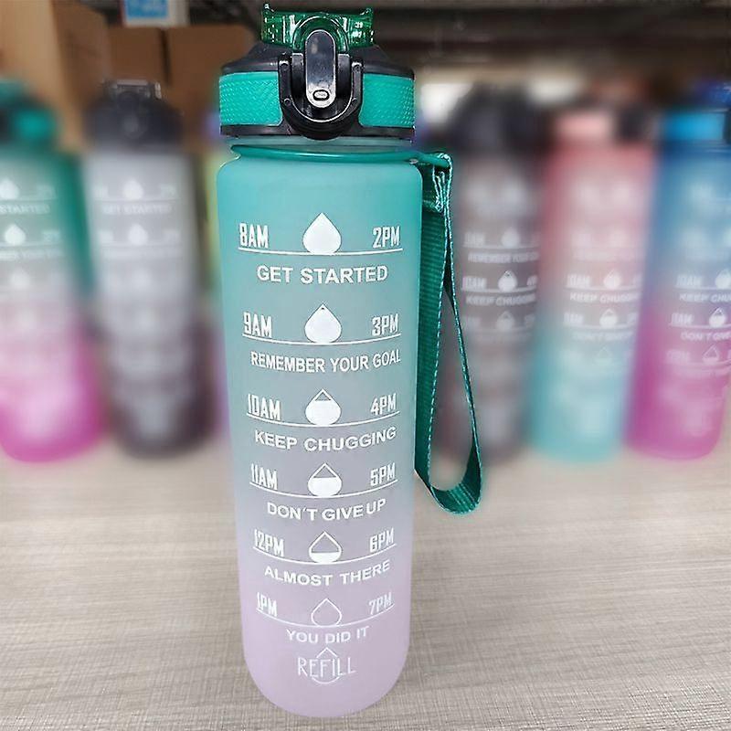 1000ML Large Capacity Sports Water Bottle Gradient Color Frosted Plastic Cup