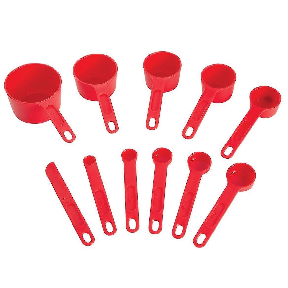 11 Piece Red Measuring Cups And Spoons Set Baking Tools
