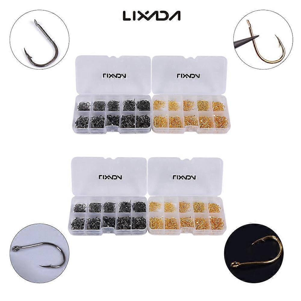 Lixada 600pcs Fish Jig Hooks with Hole Fishing Tackle Box 3# -12# 10 Sizes Carbon Steel