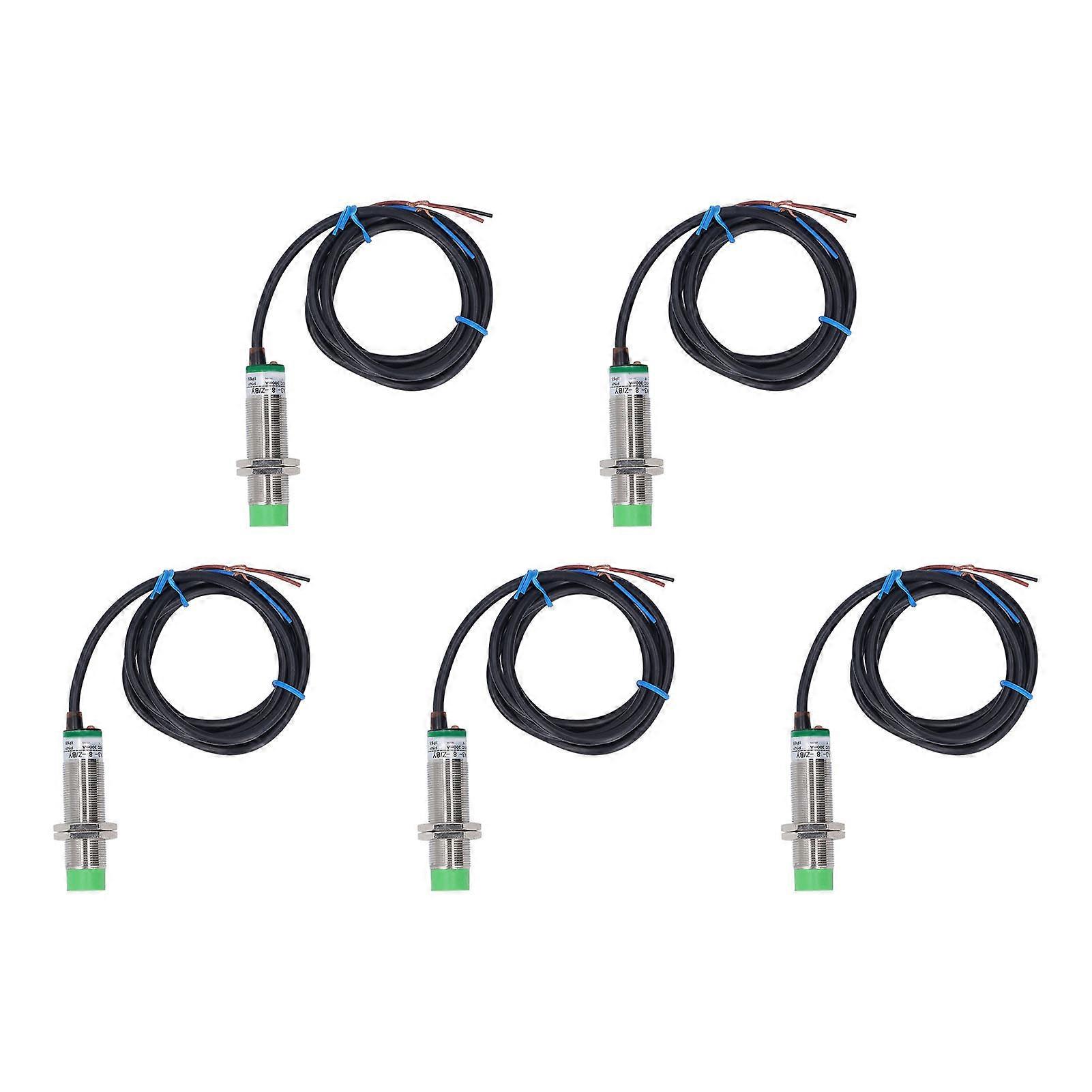 5Pcs Inductive Sensor PNP Normally Open Short Circuit Protection M18 Proximity Switch 6‑36VDC