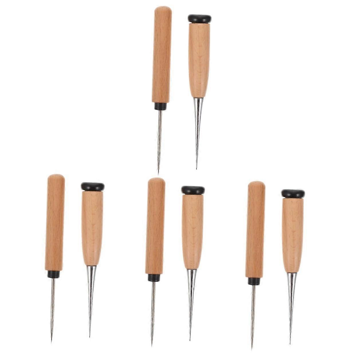 Leather Sewing Tools Kit - 4 Sets of Punch Hole Awls with Wooden Handles for 2pcs x 4 Size Projects