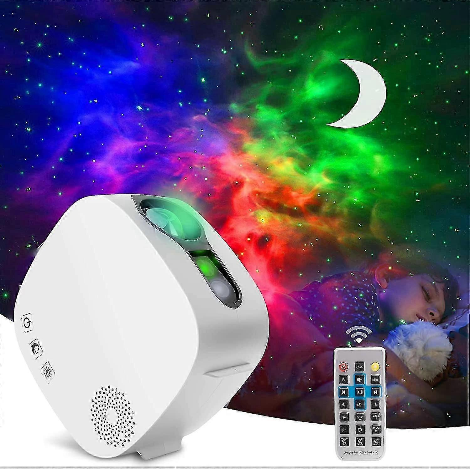 Starry Sky Projector, 4 In 1 360 Rotatable Nebula Moon Projection Lamp With Rf Remote Control And Bluetooth Speaker, Led Projector Night Light For Chr