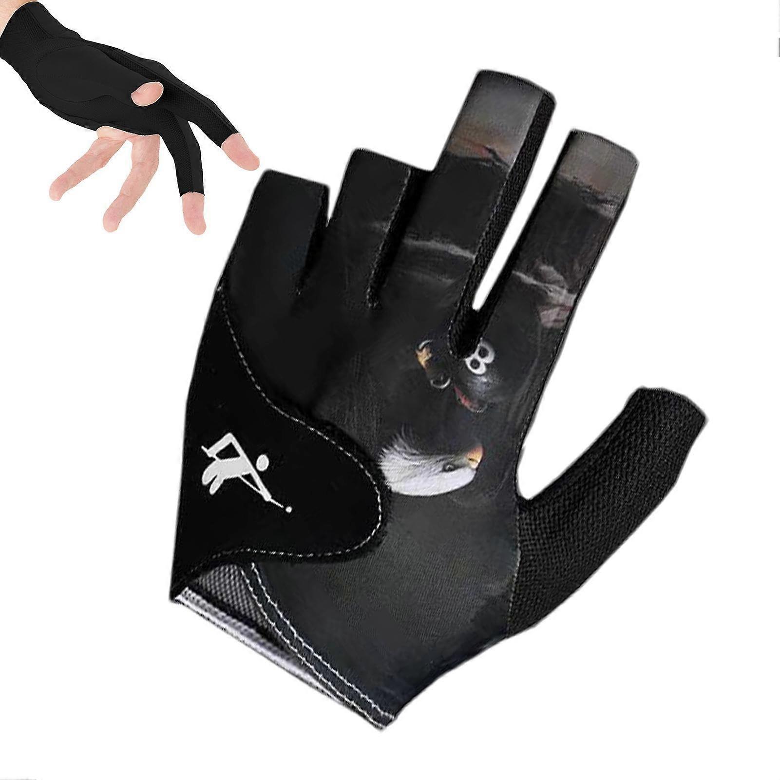Billiard Gloves For Women, Half-Finger, Sweat-Wicking, Adjustable Hand Protection, Black Hawk, For Pros And Amateurs
