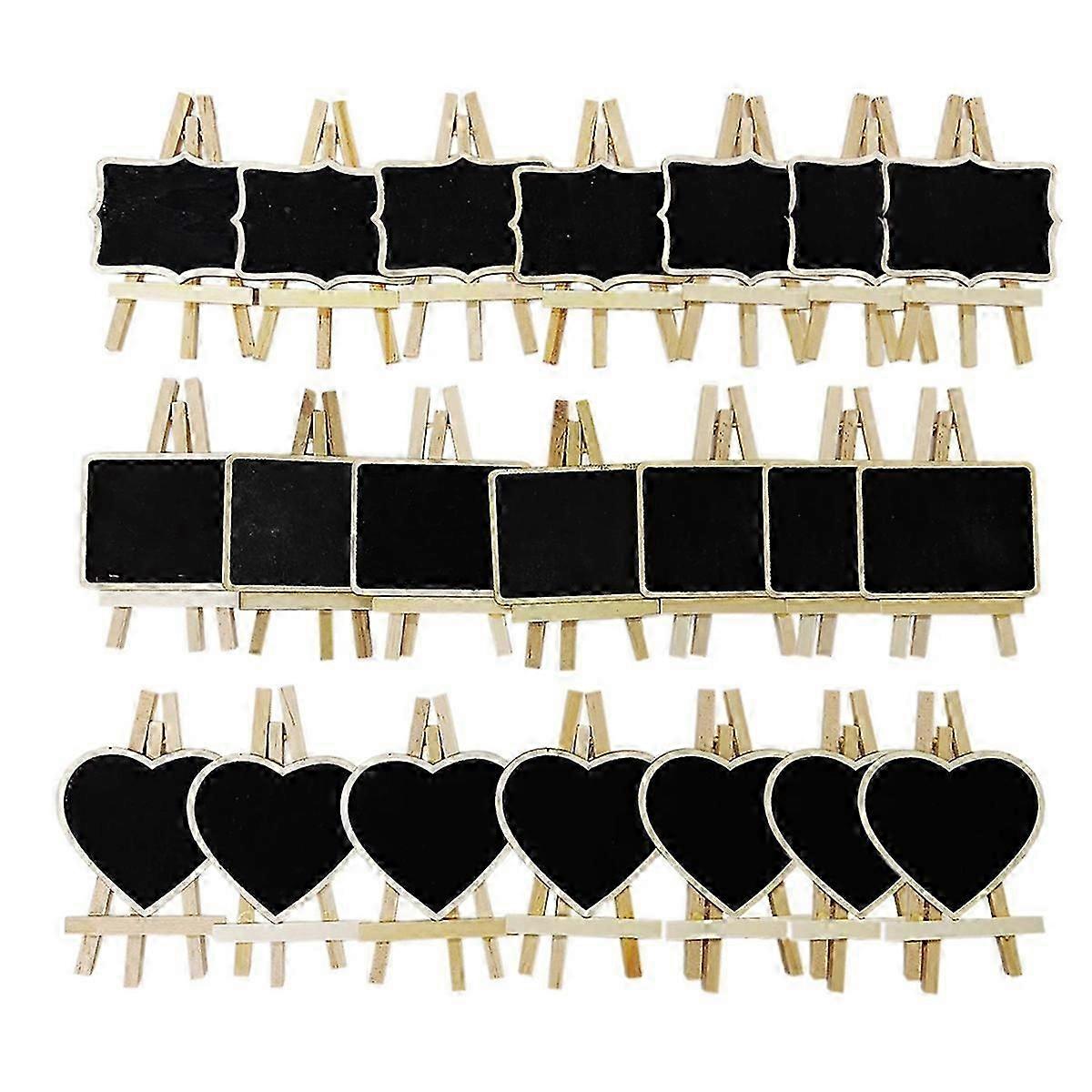 21PCS Mini Wooden Blackboard with Tripod Menu Message Board Signs