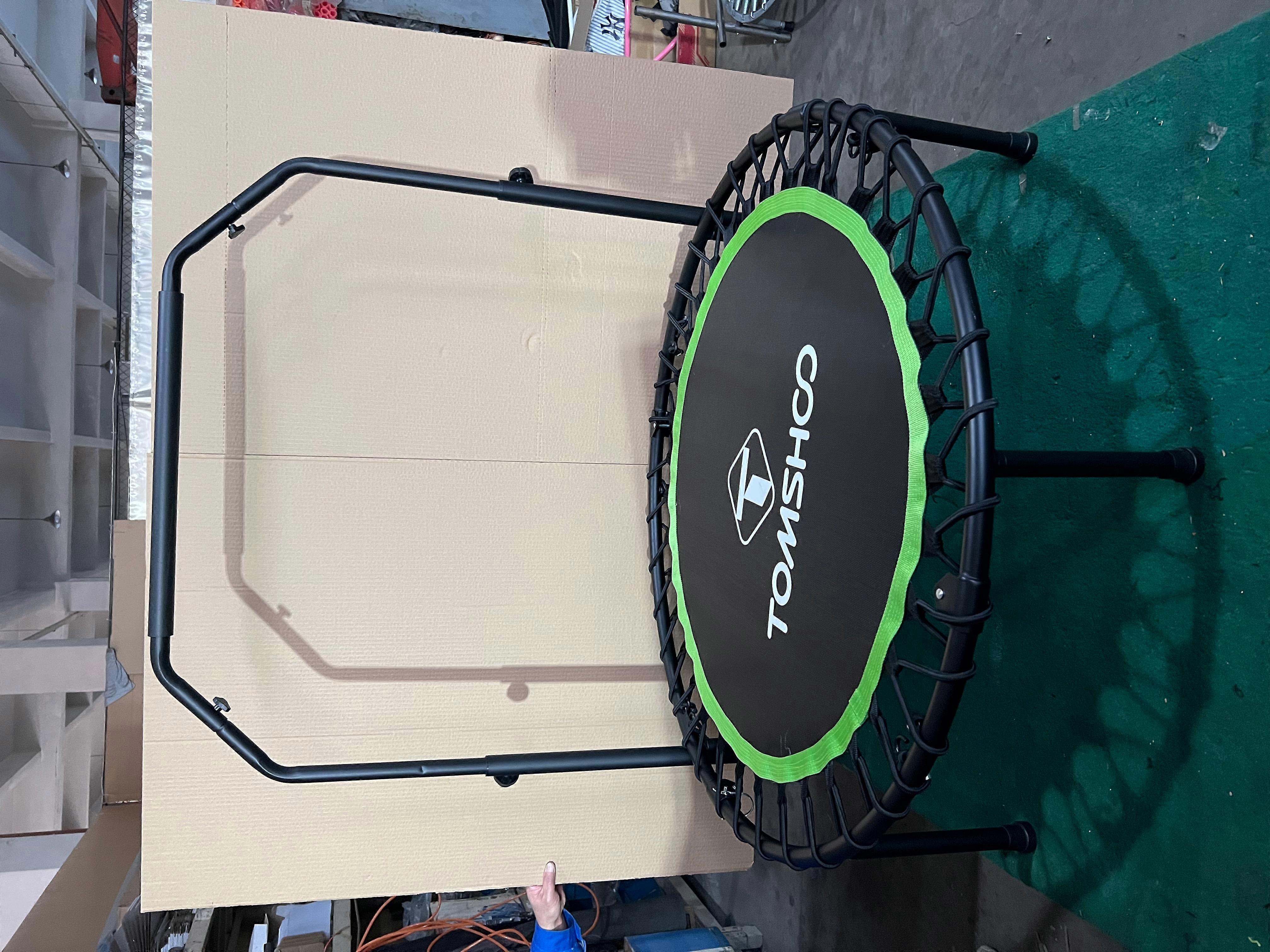 40" Foldable Mini Trampoline with 4-Level Bar, 260lbs Load, Orange