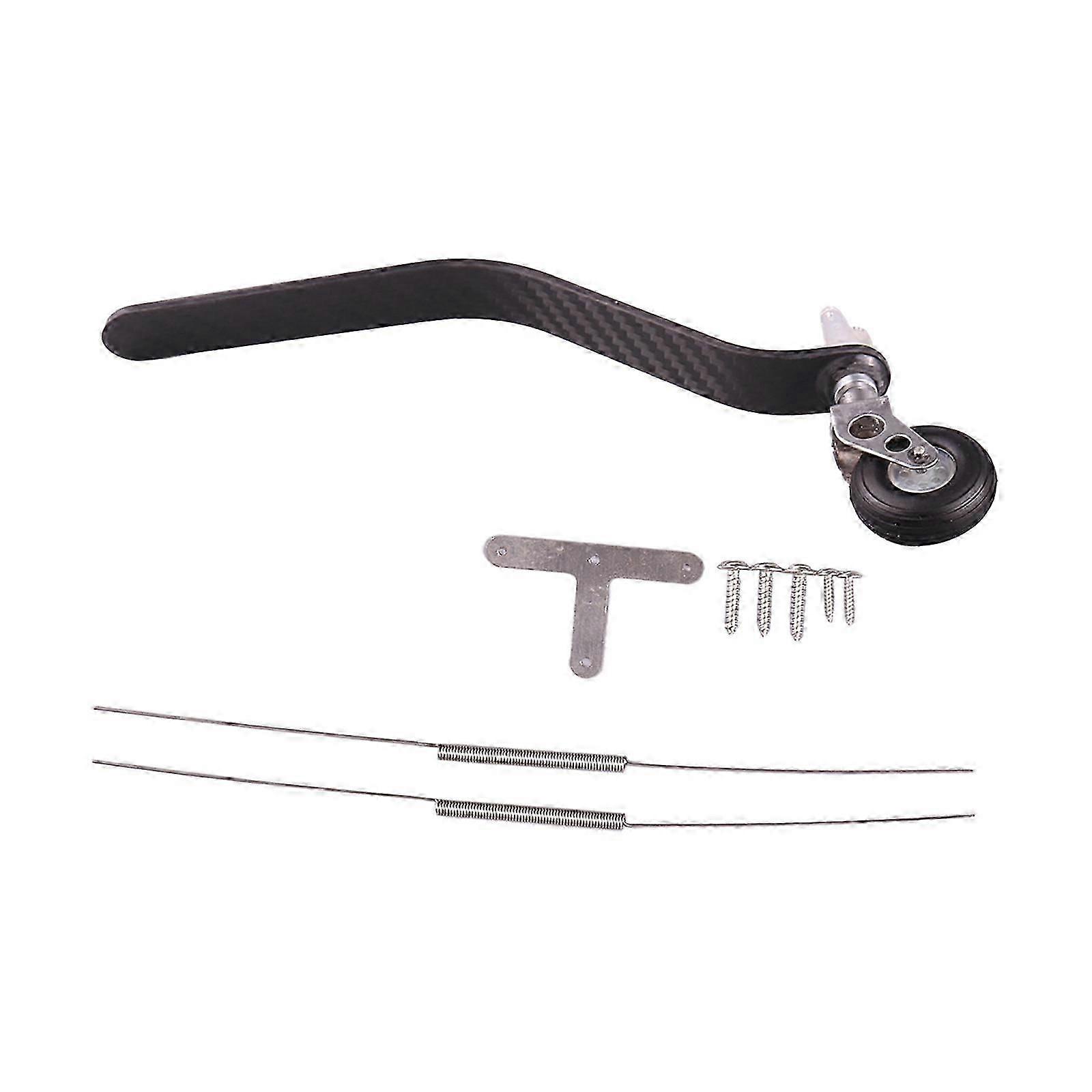 カーボンファイバーランディングギアテールホイールアセンブリPUタイヤDIYパーツRCプレーン26CC用