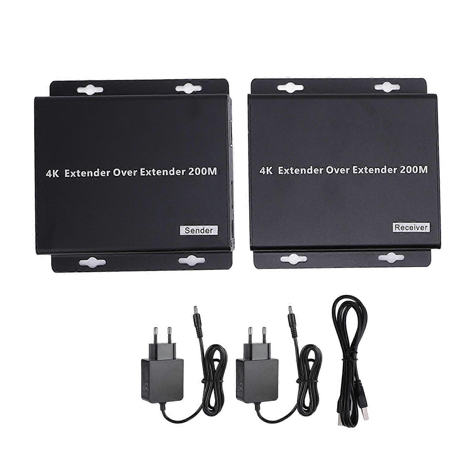 4K HD Multimedia Interface Extender - 656ft Network Cable for Security & Conferencing EU Plug