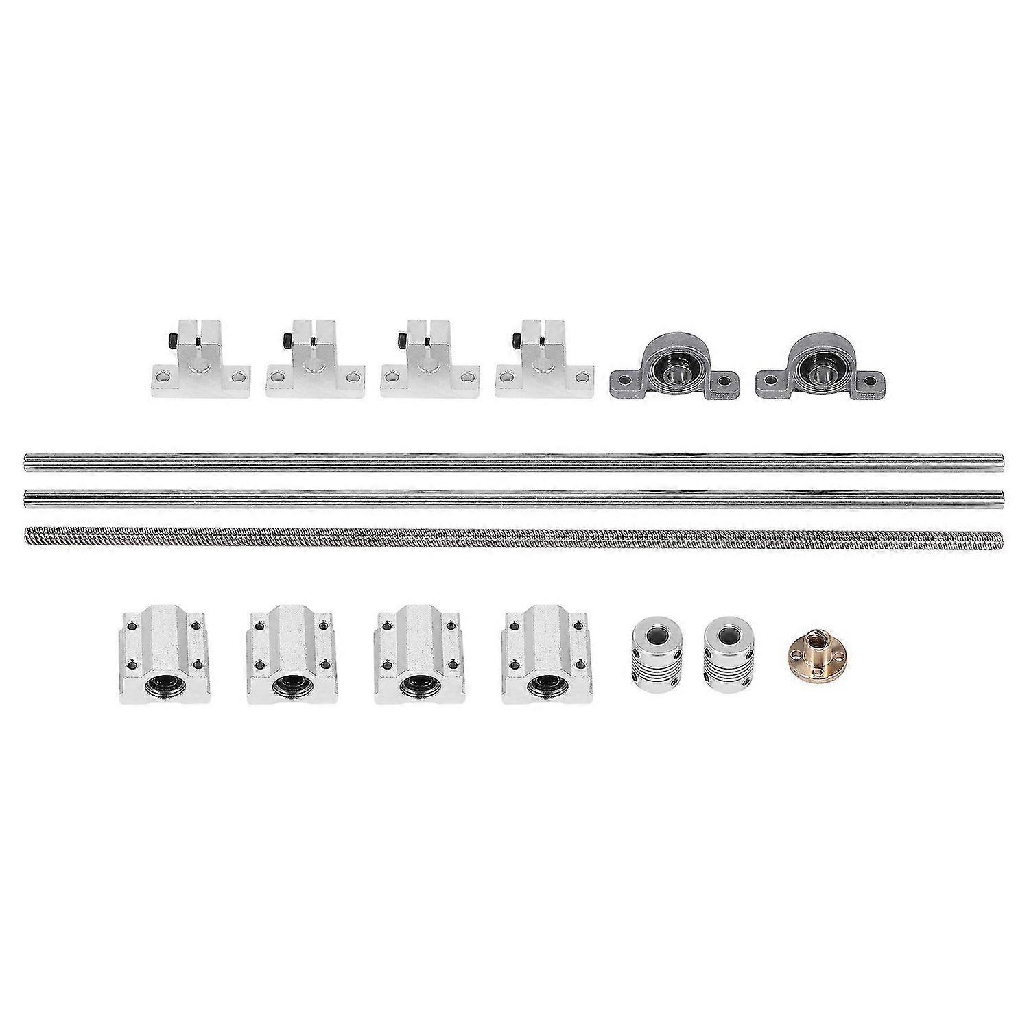 15Pcs 400Mm Optical Axis Guide Bearing Housings Linear Rail Shaft Support Screws Set