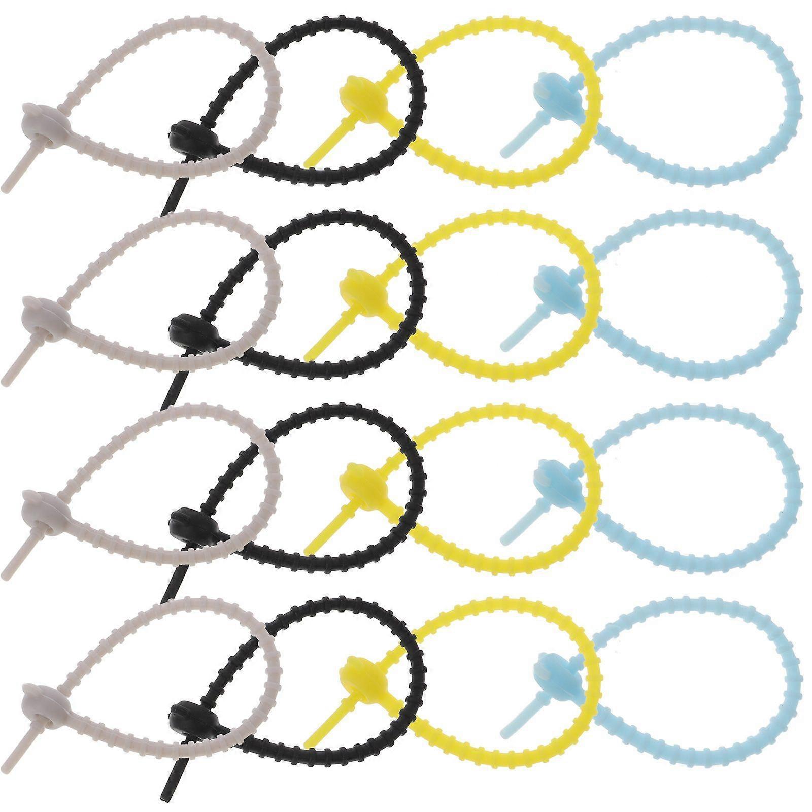 20pcs Cable Organizer Silicone Adjustable Cord Organizer Reusable Cable Ties Mixed Style