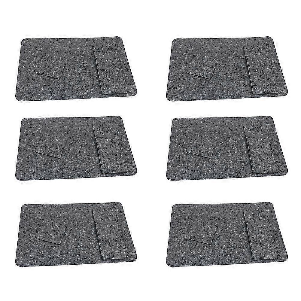 6セットグレーフェルトテーブルマットキット-耐熱45x30cmプレースマットコースターフォークバッグ