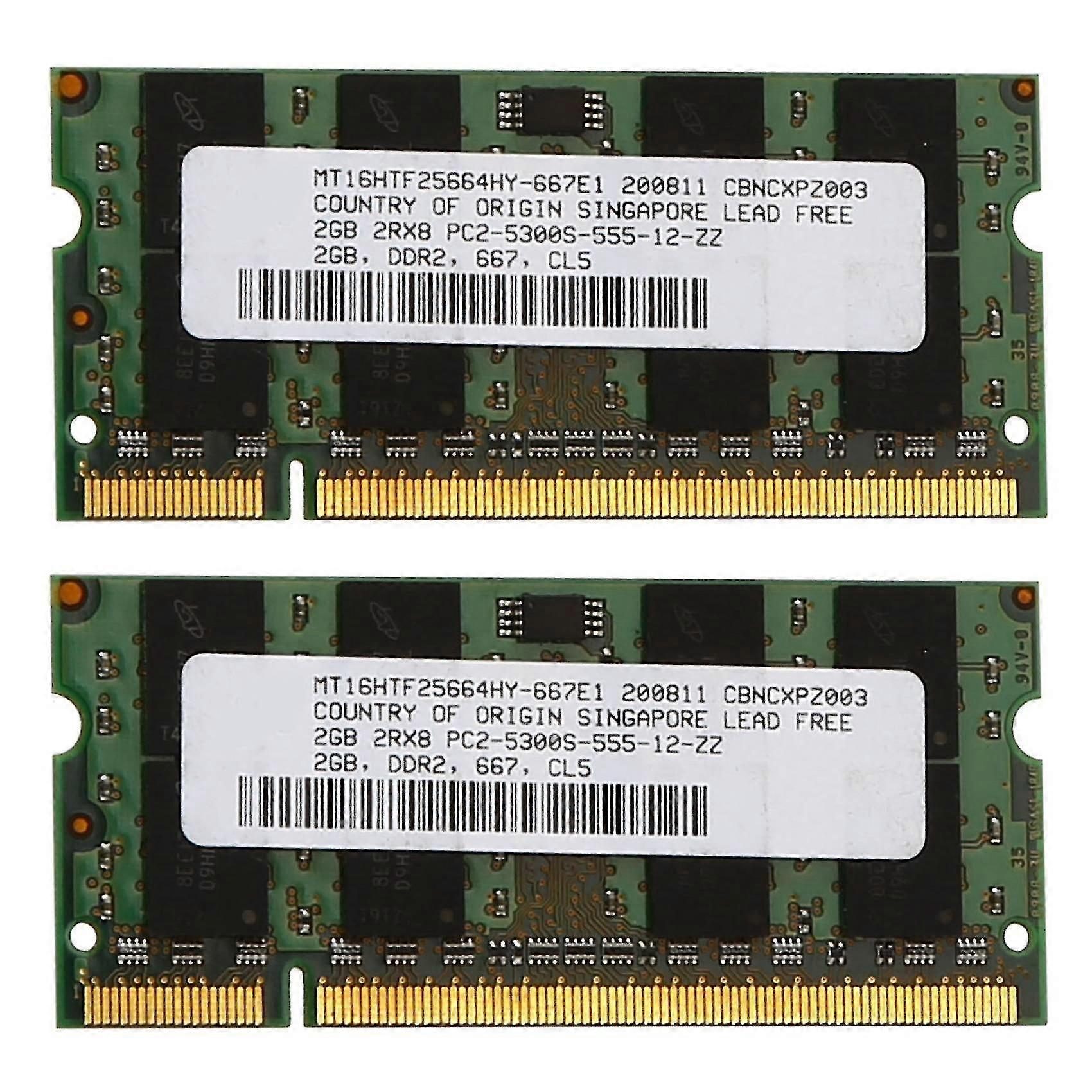 2x 2GB DDR2 RAM 667MHz PC2-5300 Laptop Memory 1.8V 200-Pin SODIMM for Intel AMD