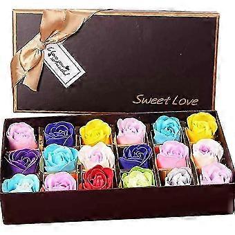 18pcs Rose Flower Soap - Flower Scented - Plant Essential Oil Soap, Gift For Birthday/wedding/valentine's Day Box (multicolor)