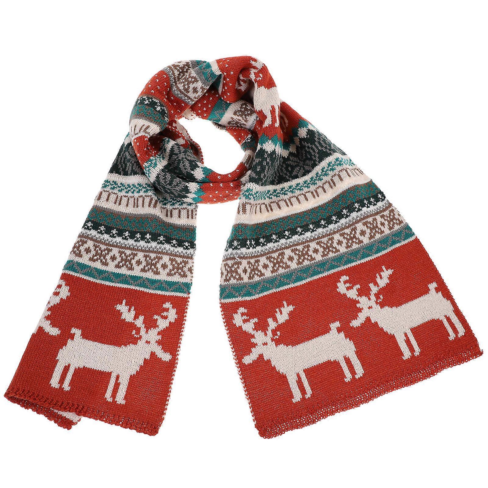 Kids Shawl Deer Pattern Xmas Scarf for Wearing Deer Pattern Winter Scarf