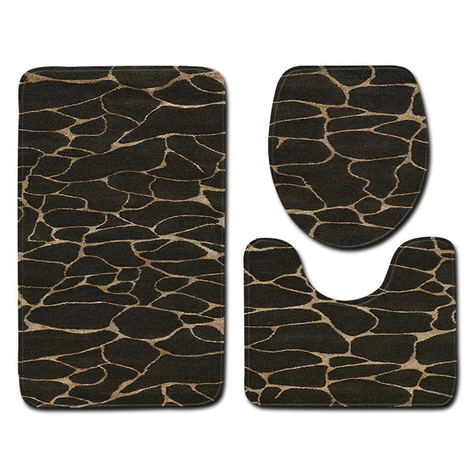 Soft and fluffy bathroom mat set, polyester fiber, toilet seat, floor mats for modern homes, with features, 3piece