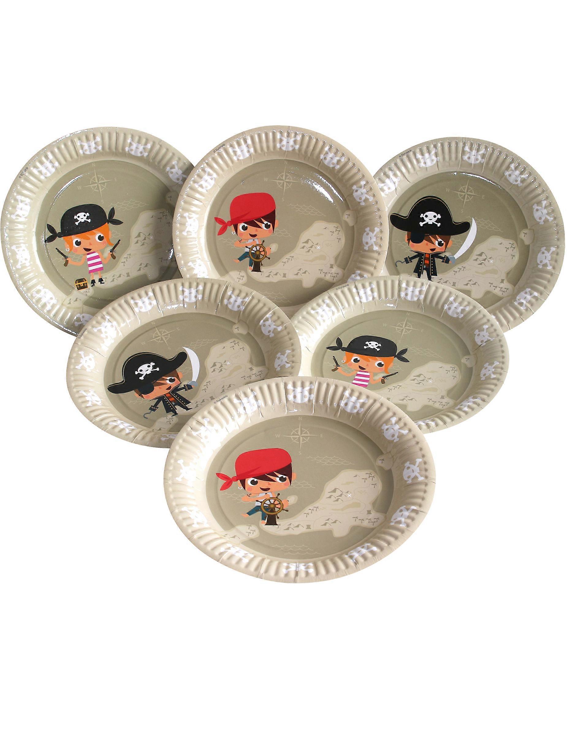 6 Pirate Paper Plates 23 cm