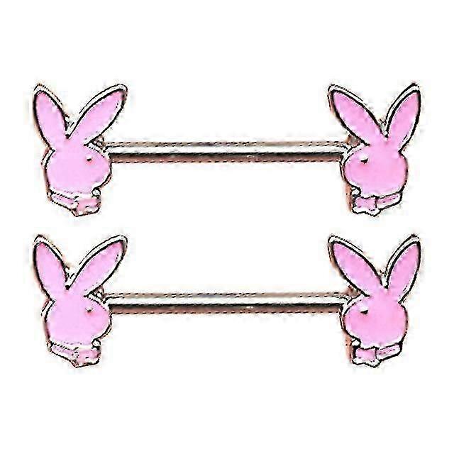 1 Pair Cute Rabbit Nipple Piercing Ring Stainless Steel Bar Nipple Piercing Cartoon Bunny Chest Stud Body Jewelry