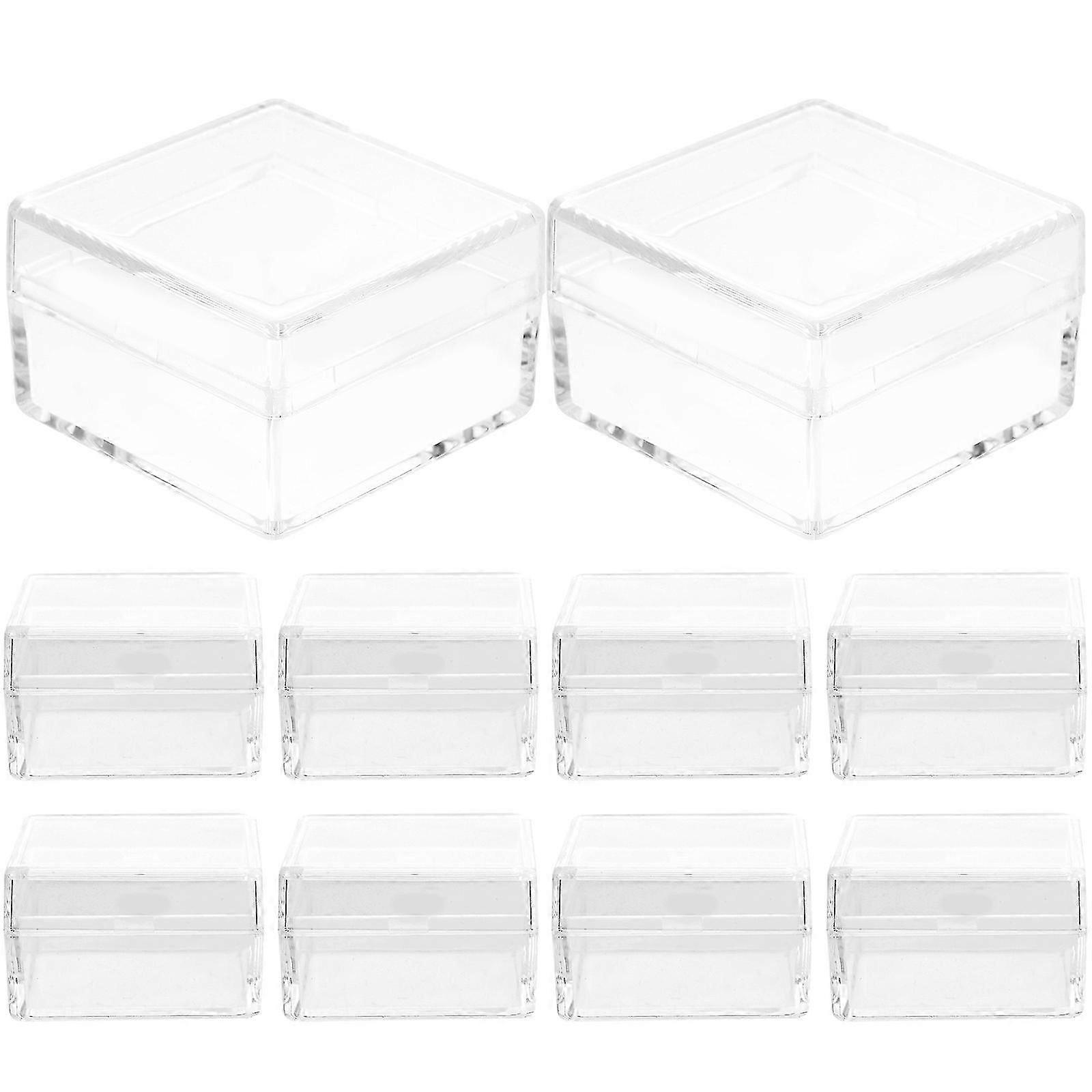 10 adet 4x4x2.4cm Şeffaf Kare Örnek Saklama Kutuları Mini Kılıflar