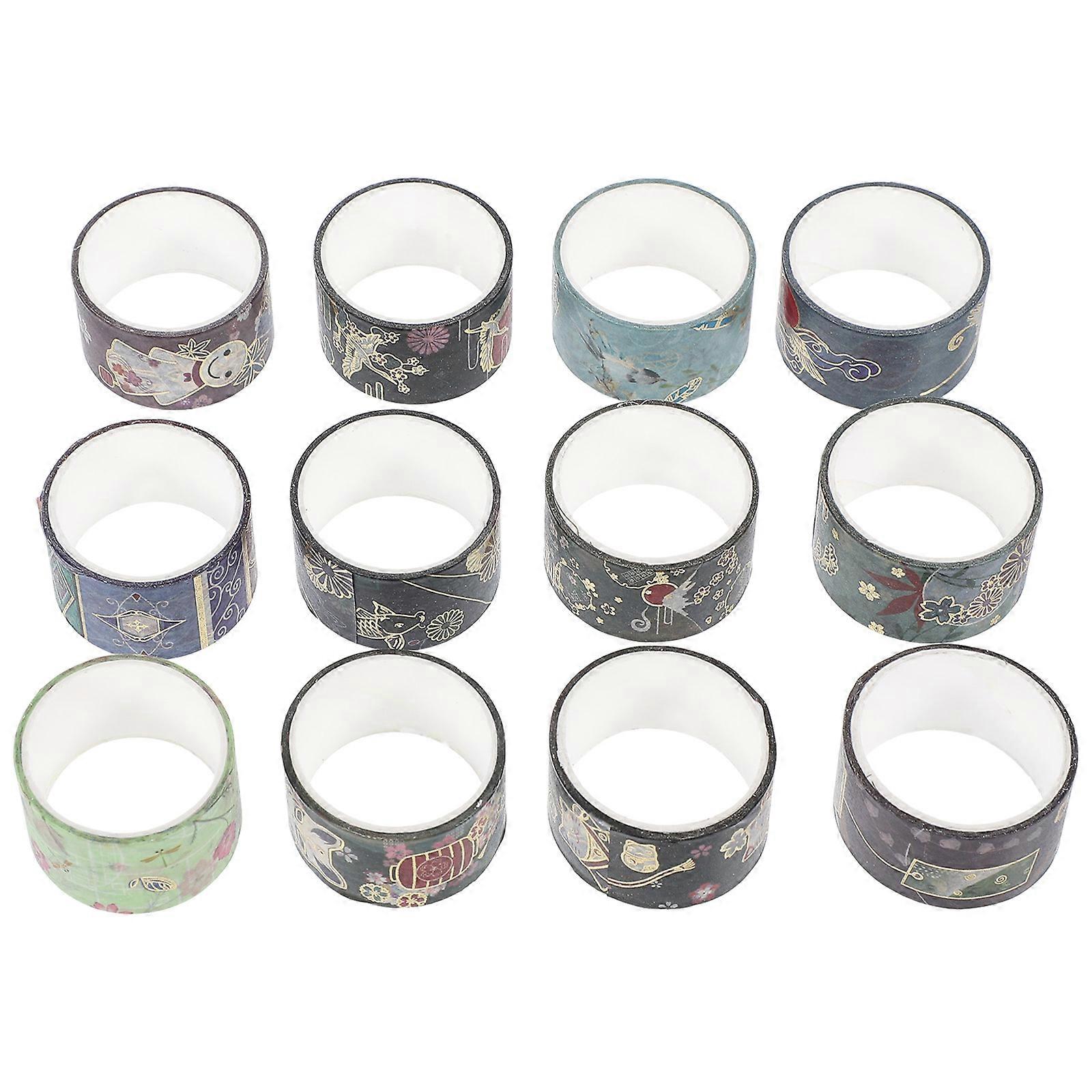 Printed Tape Scrapbooking Tape Tapes for Scrapbooking Assorted Color 2cm 2m Long Self-adhesive 12 Rolls per Set