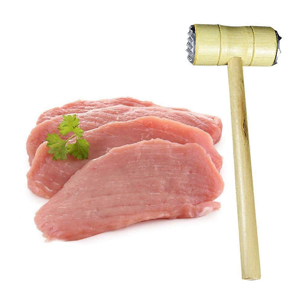 Tenderizer Dual-Sided Meat Hammer Wood Softening Meat Ergonomic Design 26.5 x 10 x 5 Cm 1Pcs