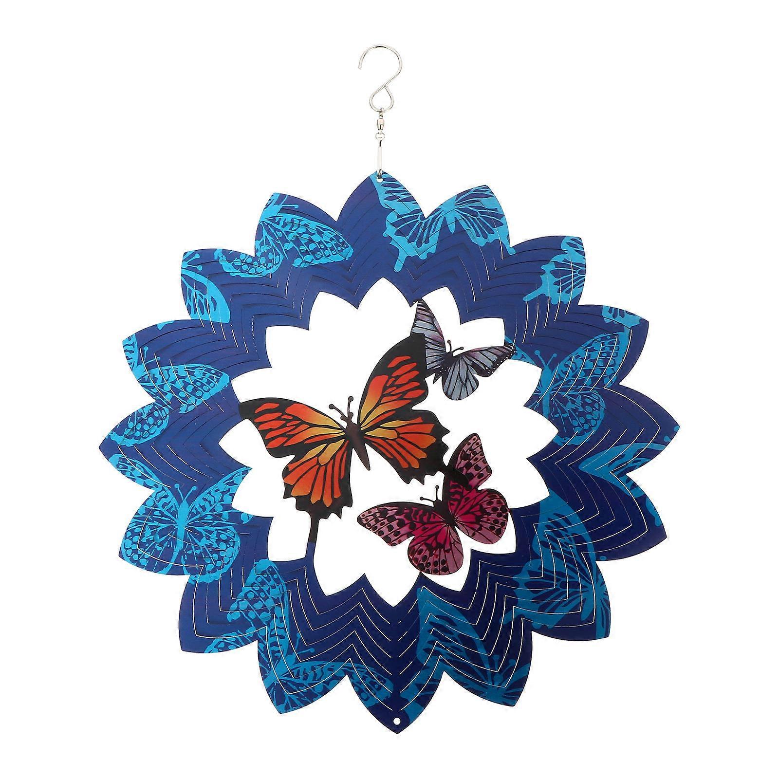 Decorative Wind Chimes Metal Butterfly Shape Pendant 1Pcs Use Blue Color 29.50X29.50X0.30cm