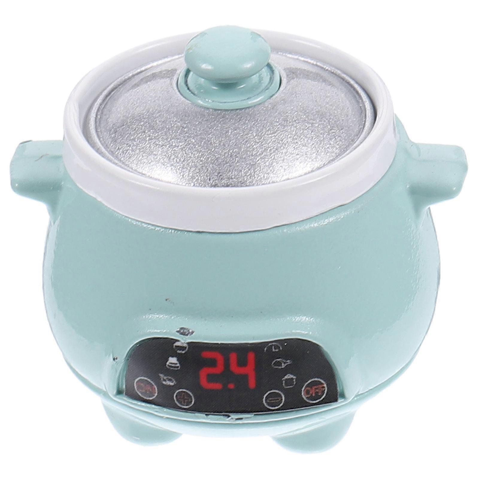 Miniature Rice Cooker Small House Electric Cooker Toy Light Green 2.5X2.5X2.5cm Porridge Making 1Pcs