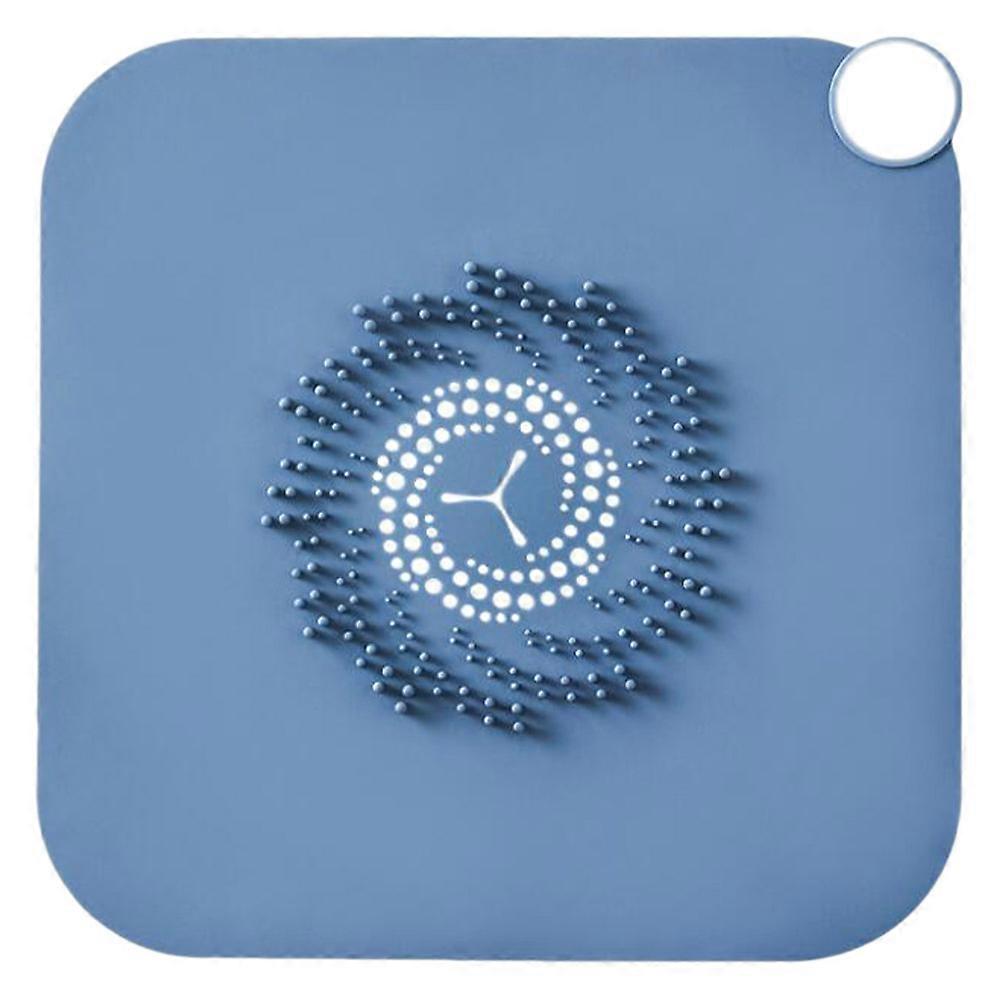 Bathroom Use Anti-Clog Floor Drain Silicone Mat Pad Blue