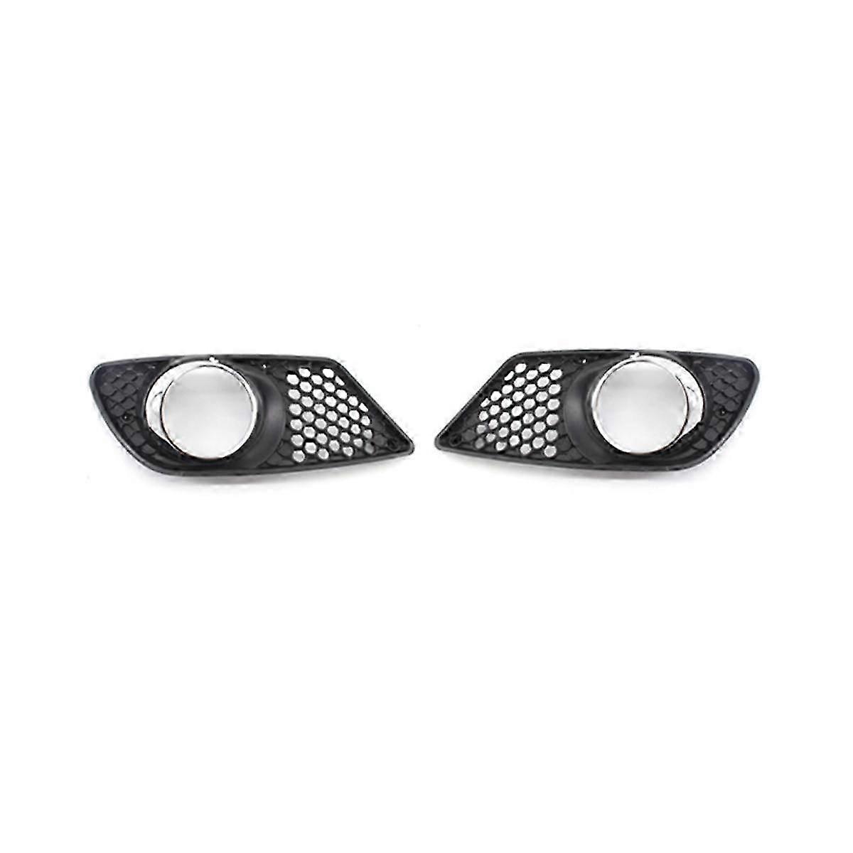 1 Pair Car Front Bumper Fog Light Grille Fog Lamp Cover with Chrome for C-Class W204 2008-2010