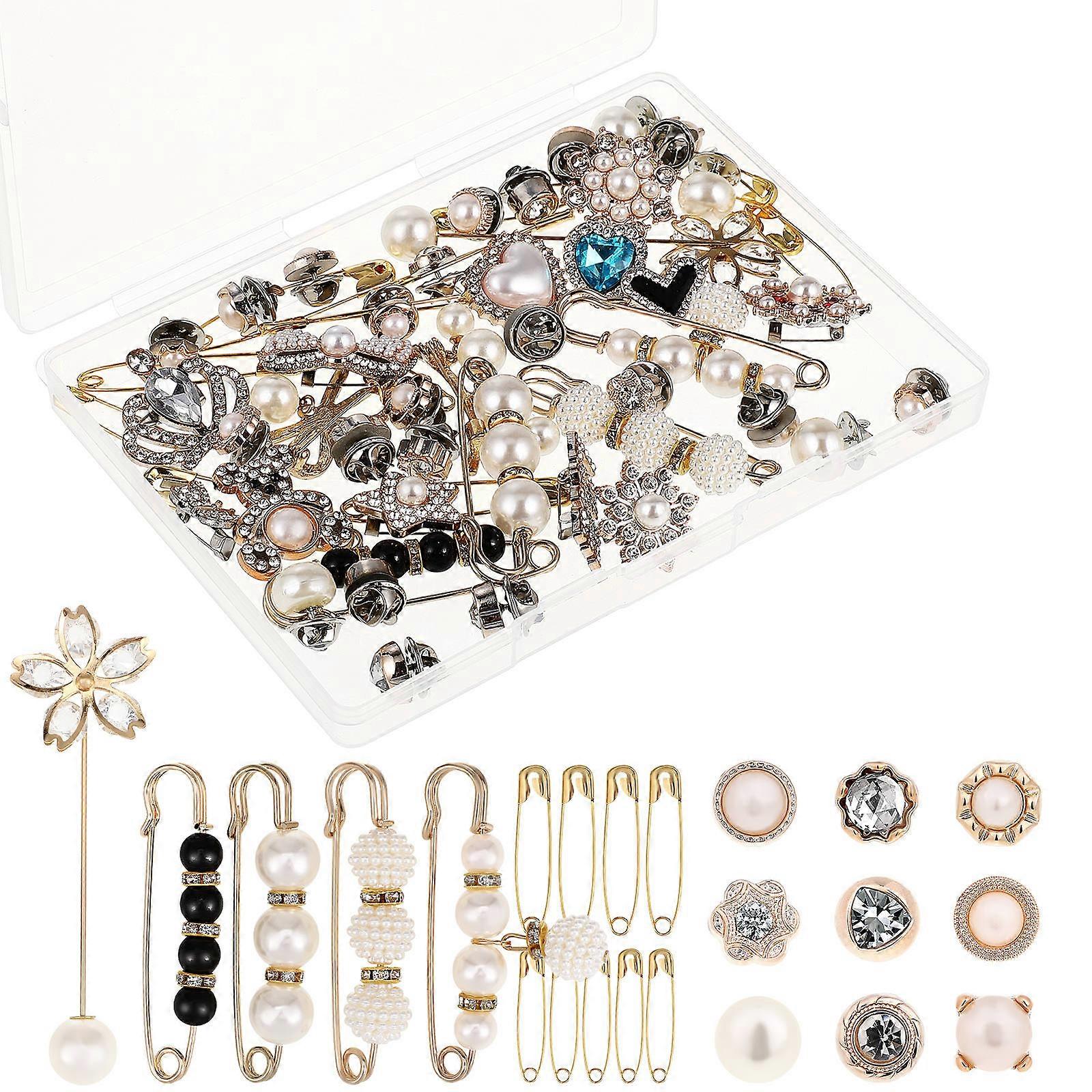 Decorative Pins For Clothing Brooch Pins Multi Color 55Pcs Elegant Design Socks and Hats